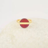 Round Red Opal Ring, 18k Gold Plated Aurora Opal Ring, 12mm Round Red Gemstone Ring For Women, 925 Sterling Silver jewelry For Her